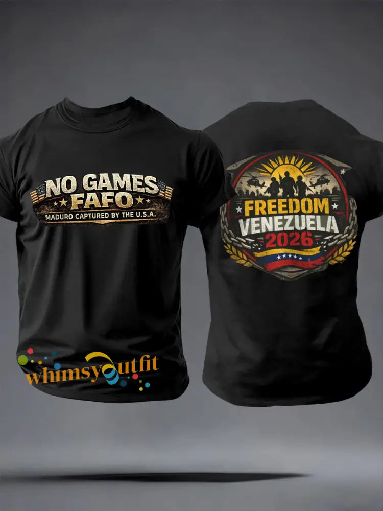 Men’s Venezuela No Games FAFO Print T-shirt Black / S