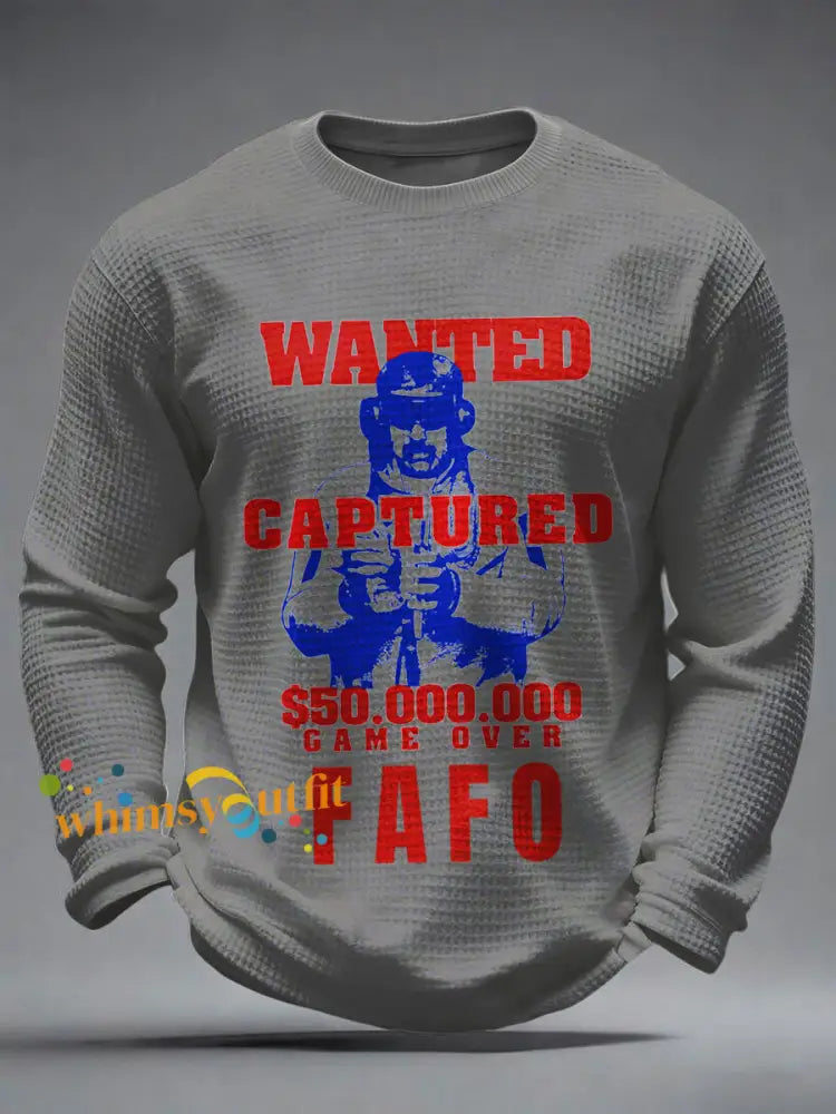 Men’s Venezuela No Games FAFO Print Waffle Long Sleeve T-Shirt Gray / S