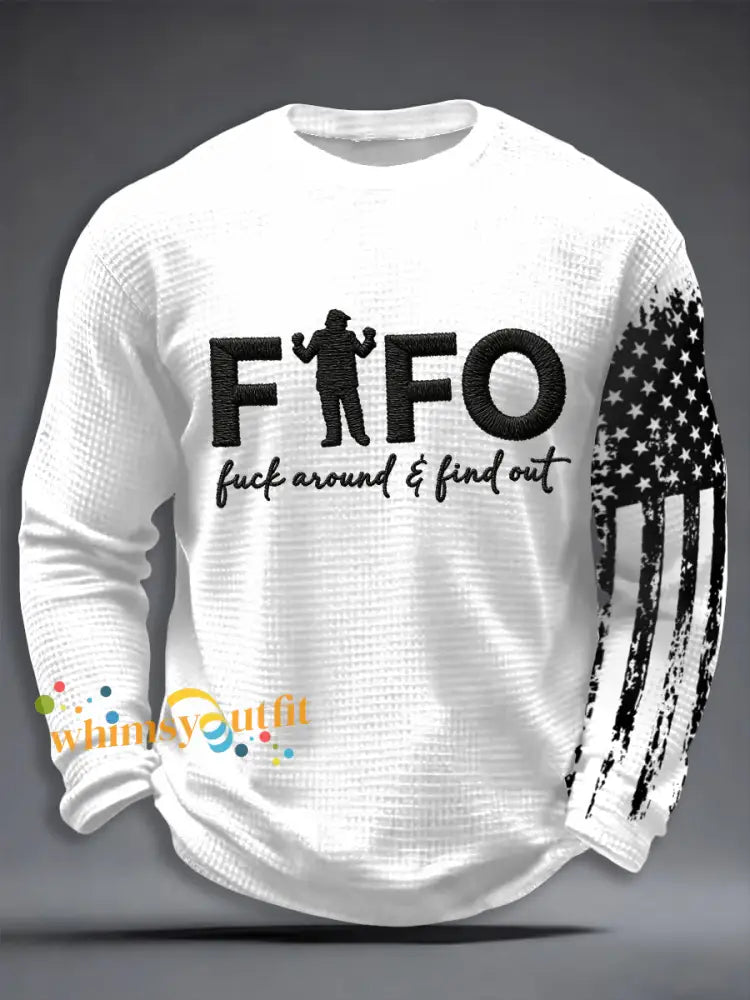 Men’s Venezuela No Games FAFO Print Waffle Long Sleeve T-Shirt White / S