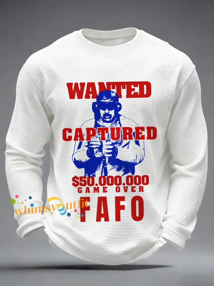 Men’s Venezuela No Games FAFO Print Waffle Long Sleeve T-Shirt White / S