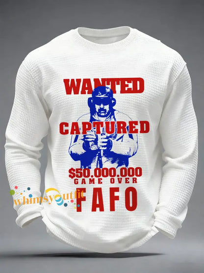 Men’s Venezuela No Games FAFO Print Waffle Long Sleeve T-Shirt White / S