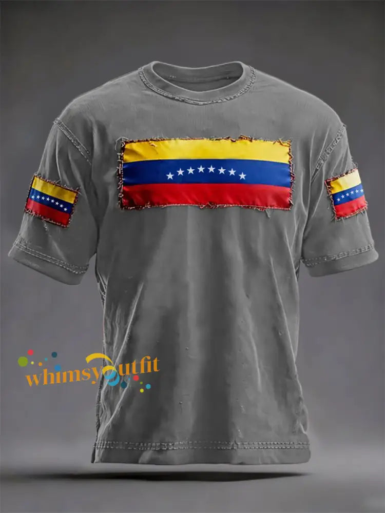 Men’s Venezuelan Print Casual T-Shirt Gray / S