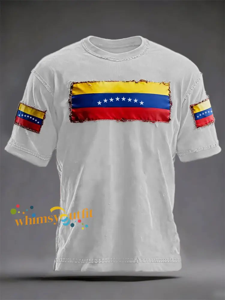 Men’s Venezuelan Print Casual T-Shirt White / S