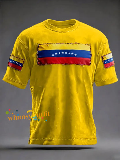 Men’s Venezuelan Print Casual T-Shirt Yellow / S