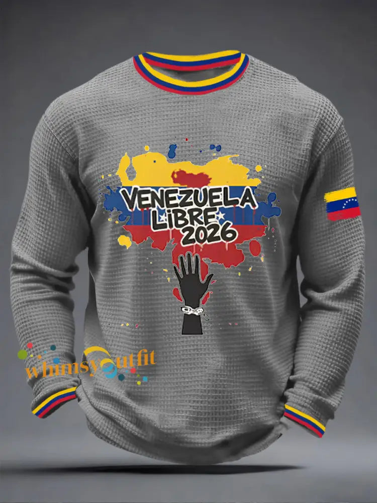 Men’s Venezuelan Waffle Print Casual T-Shirt Gray / S