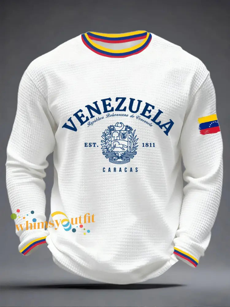 Men’s Venezuelan Waffle Print Casual T-Shirt White / S