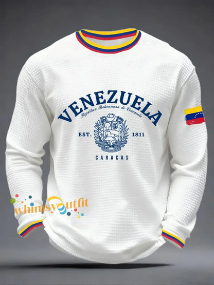 Men’s Venezuelan Waffle Print Casual T-Shirt White / S