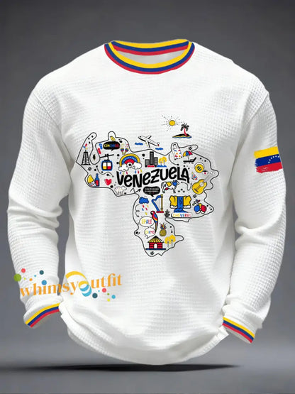 Men’s Venezuelan Waffle Print Casual T-Shirt White / S