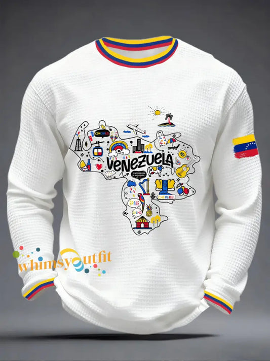 Men’s Venezuelan Waffle Print Casual T-Shirt White / S