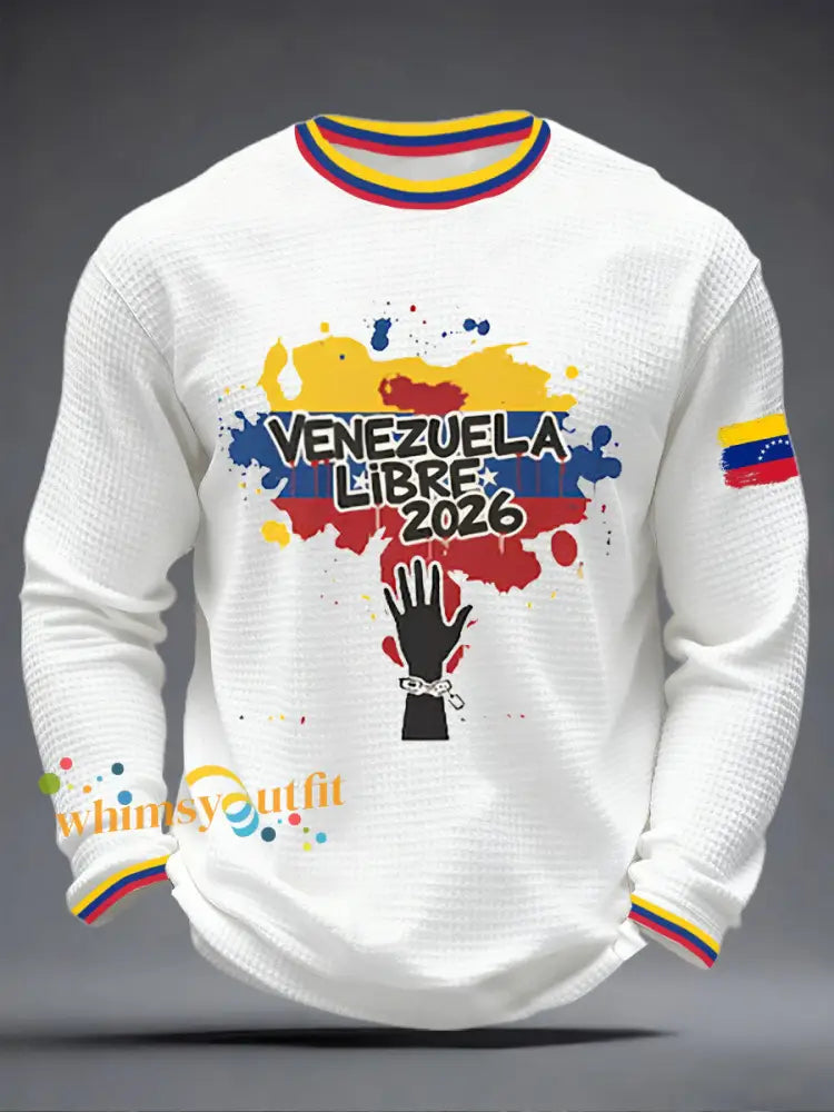 Men’s Venezuelan Waffle Print Casual T-Shirt White / S