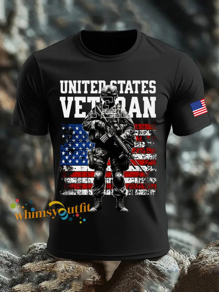 Men’s Veterans Day Printed T-shirt Black / S
