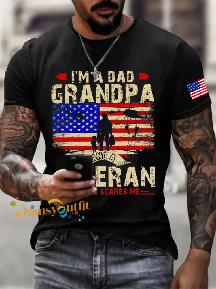 Men’s Veterans Day Printed T-shirt Black / S