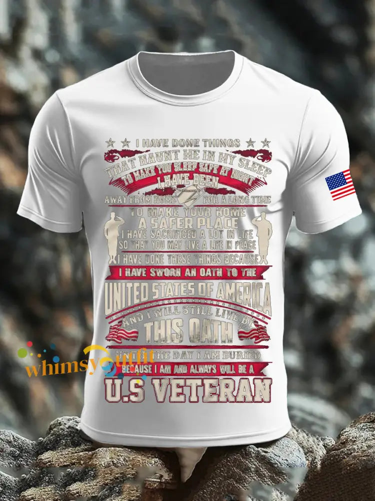 Men’s Veterans Day Printed T-shirt White / S