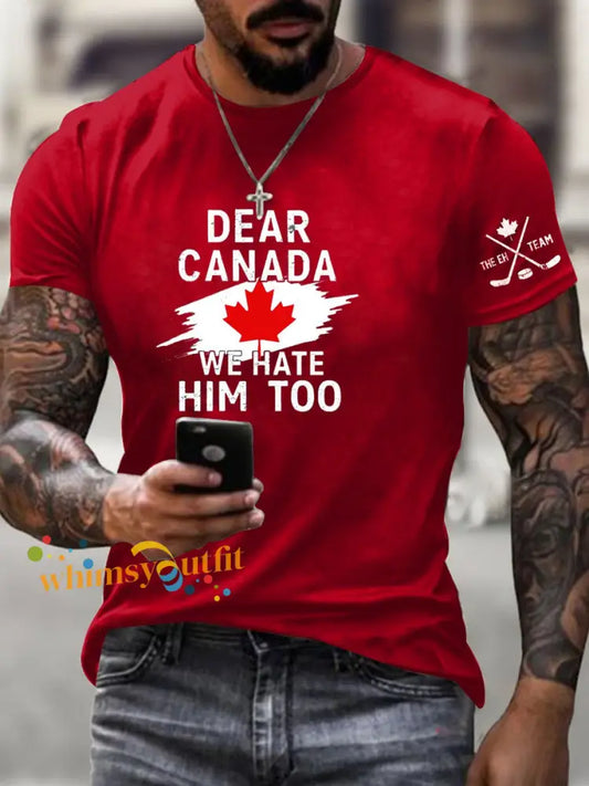 Men’s Vintage Canadian Hockey Casual T-Shirt Red / S