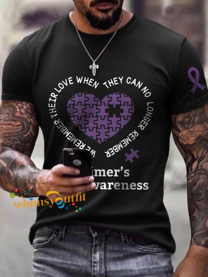 Men’s We Remember Their Love Alzheimer’s Awareness Print T Shirt Black / S