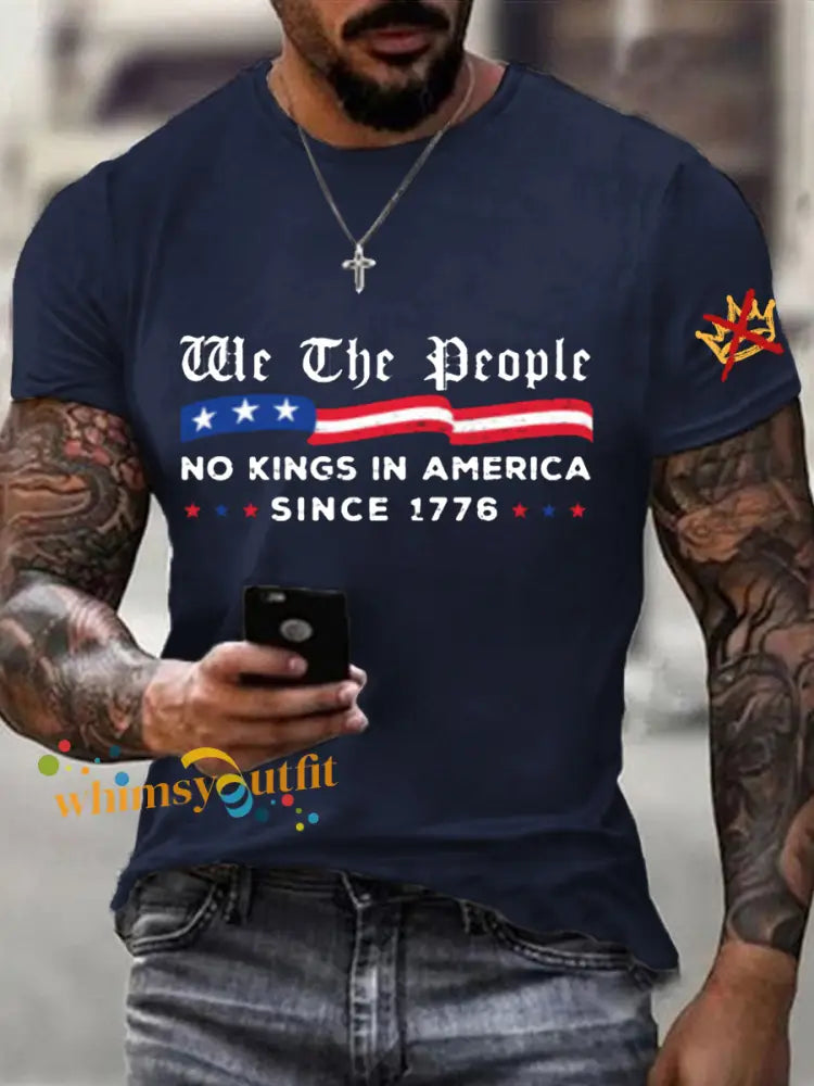 Men’s We The People No Kings In America Since 1776 Tee Navy Blue / S