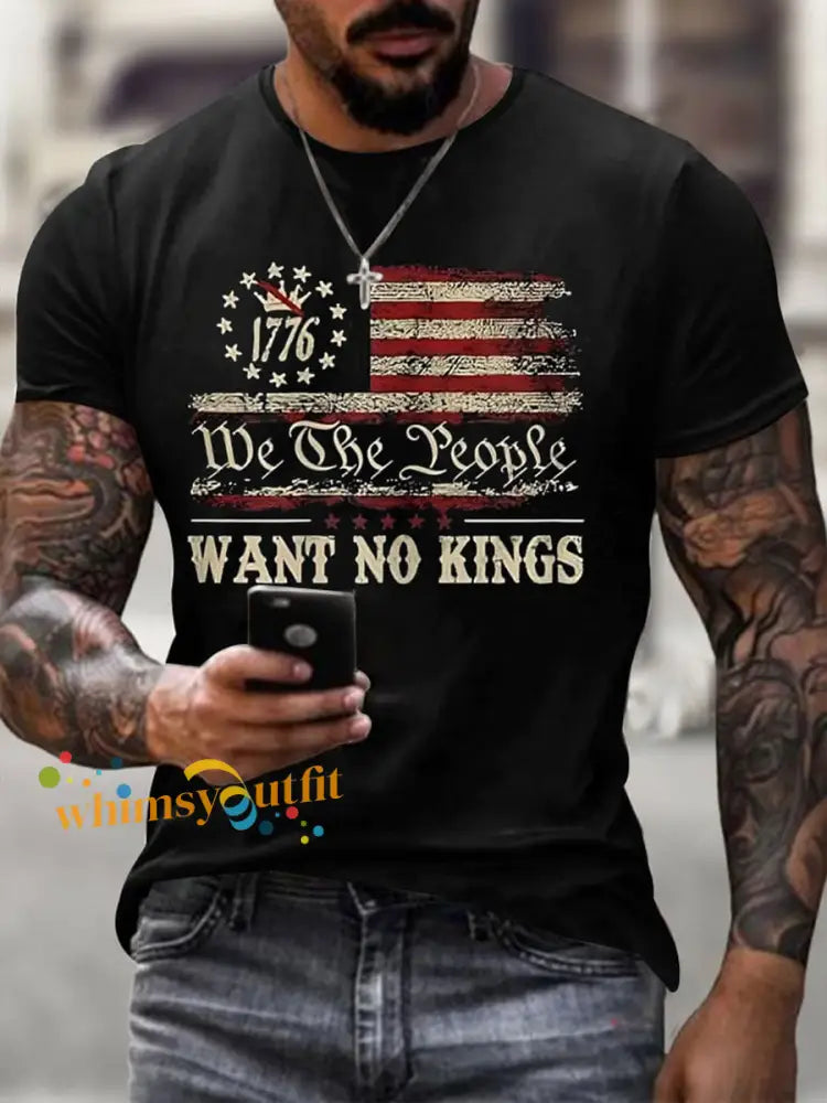 Men’s We The People Want No Kings Short-sleeved T-shirt Black / S