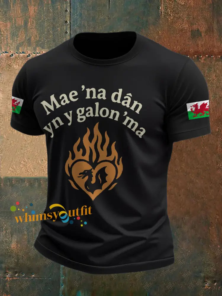 Men’s Welsh Rugby Lover Printed T-shirt Black / S