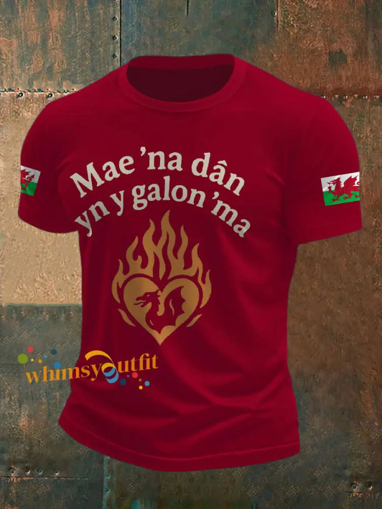 Men’s Welsh Rugby Lover Printed T-shirt Deep Red / S