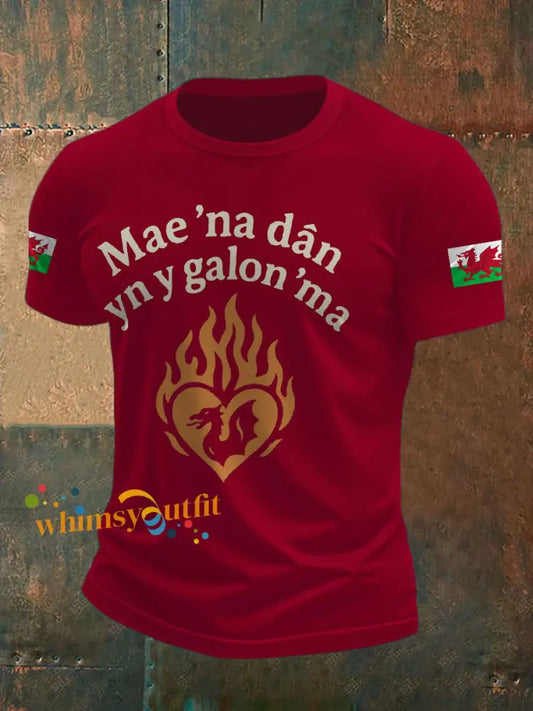 Men’s Welsh Rugby Lover Printed T-shirt Deep Red / S