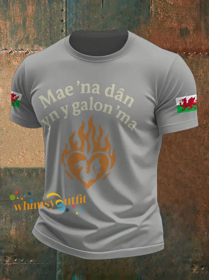 Men’s Welsh Rugby Lover Printed T-shirt Light Gray / S