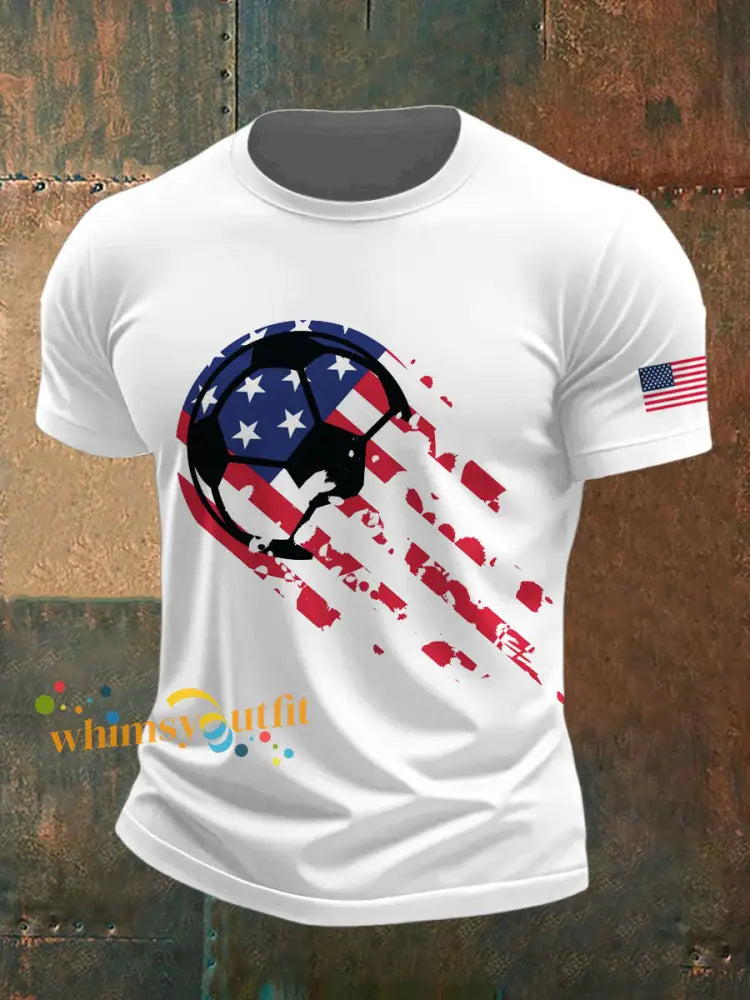 Men’s World Cup USA Printed Vintage Fashion Loose Short Sleeve T-Shirt White / S