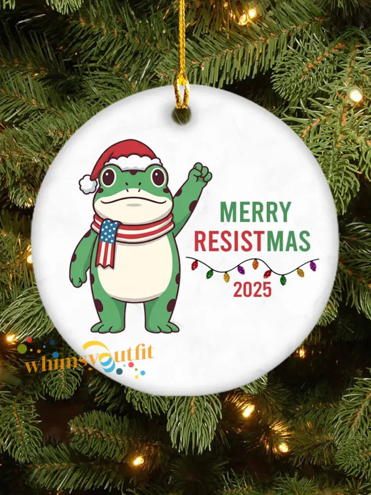 Merry Resistmas Portland Frog Printed Acrylic Decorative Ornament As picture / ONE