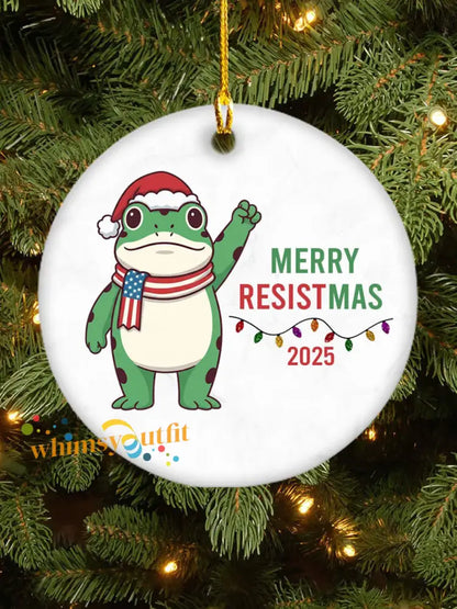 Merry Resistmas Portland Frog Printed Acrylic Decorative Ornament As picture / ONE