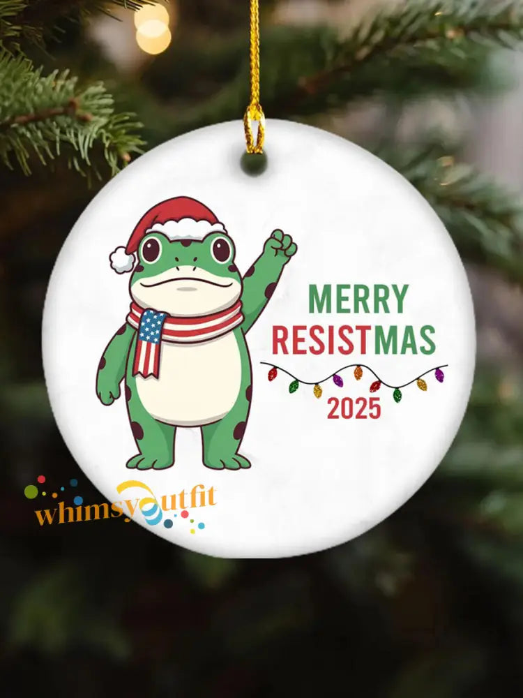 Merry Resistmas Portland Frog Printed Acrylic Decorative Ornament As picture / ONE