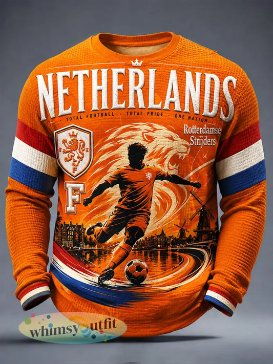 Miesten Hollannin jalkapalloklubi Feyenoord Painettu Casual Pitkähihiha T-paita - orang / S