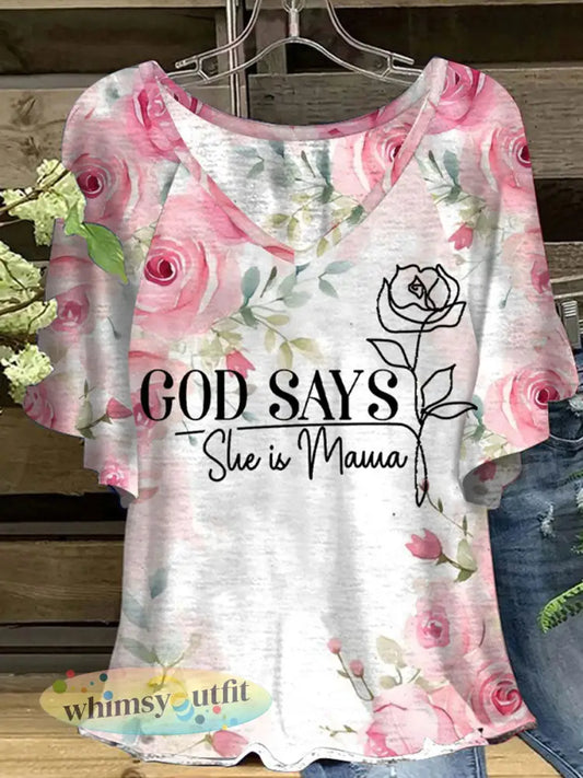 Moederdag voor vrouwen God zegt dat ze moeder is gedrukt - Roze / S