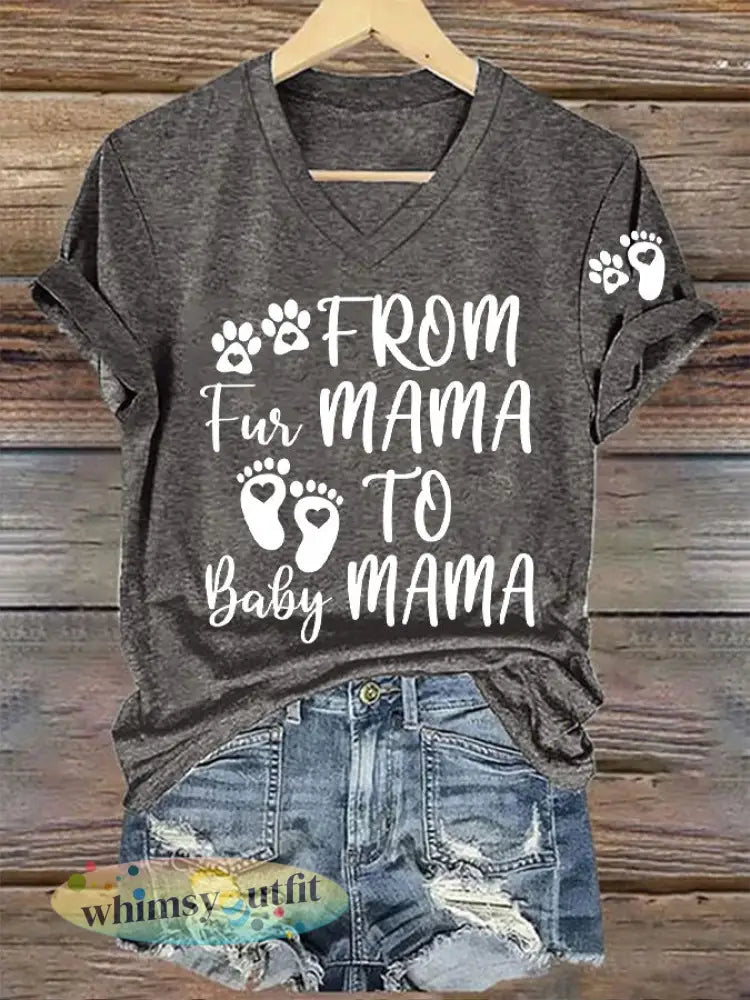 Moederdag voor vrouwen van bontmama tot baby mama geprinte bovenkant - Donkergrijs / S