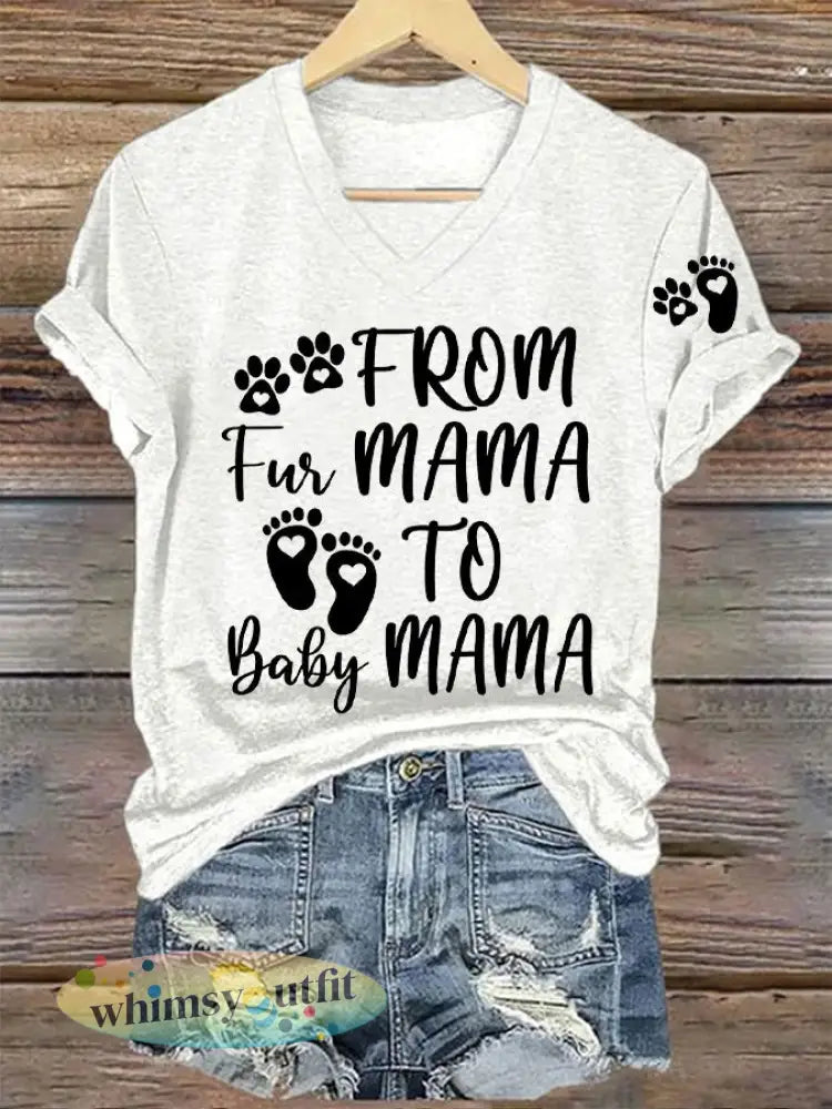 Moederdag voor vrouwen van bontmama tot baby mama geprinte bovenkant - Wit / S