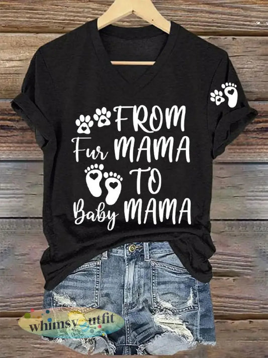 Moederdag voor vrouwen van bontmama tot baby mama geprinte bovenkant - Zwart / S