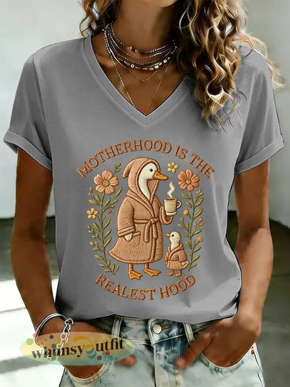 ’Moederschap voor dames is de Realest Hood ’Gedrukt casual T-shirt - Lichtgrijs / S