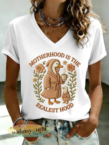’Moederschap voor dames is de Realest Hood ’Gedrukt casual T-shirt - Wit / S