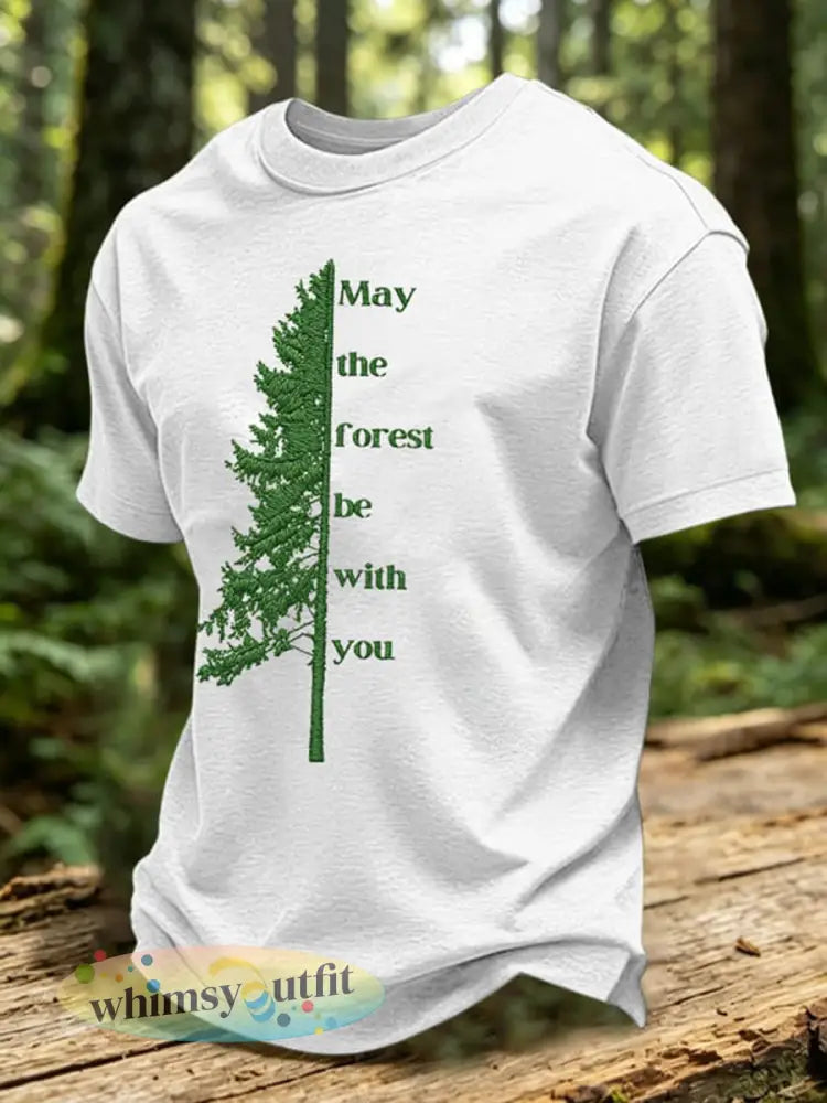 Moge het bos zijn met u gedrukt casual T-shirt - Wit / S