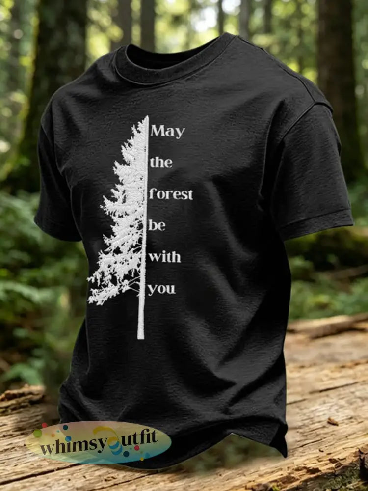 Moge het bos zijn met u gedrukt casual T-shirt - Zwart / S