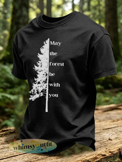Moge het bos zijn met u gedrukt casual T-shirt - Zwart / S