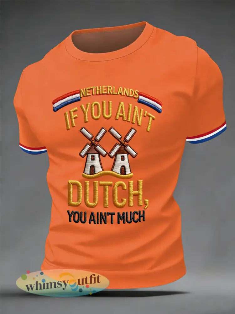 Nederland Proud Print Casual T-shirt voor heren - Oranje / S