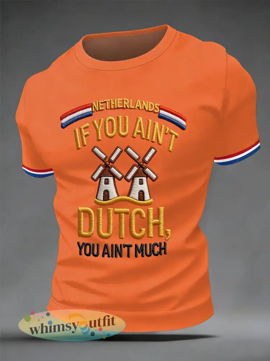 Nederland Proud Print Casual T-shirt voor heren - Oranje / S