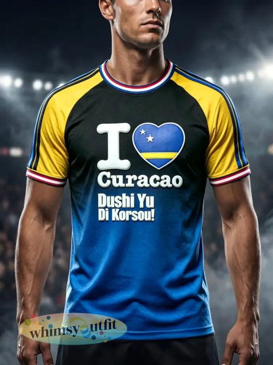 Nederlands Curaçao 3D-print T-shirt met gradiënt - Veelkleurig / S