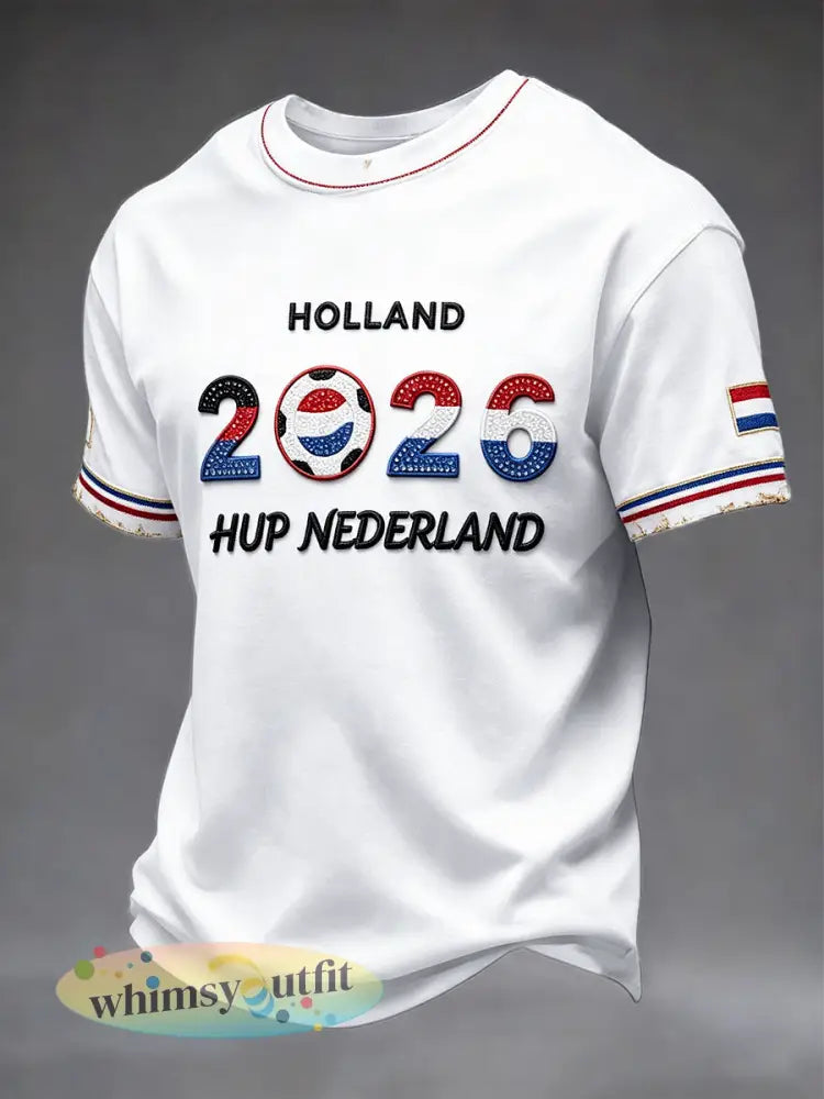 Nederlands voetbal 2026 Gedrukt casual T-shirt - Wit / S