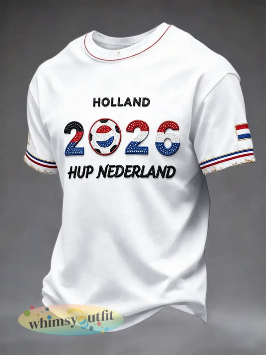 Nederlands voetbal 2026 Gedrukt casual T-shirt - Wit / S