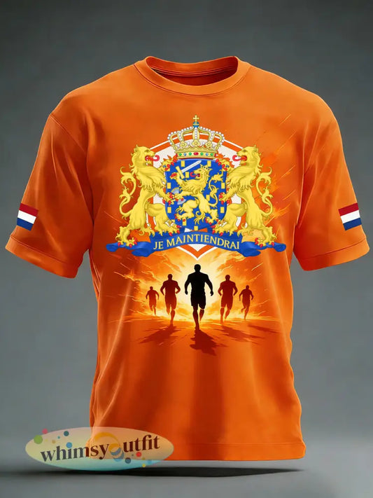 Nederlands Voetbal Fan Gedrukt Casual T-shirt - A / S