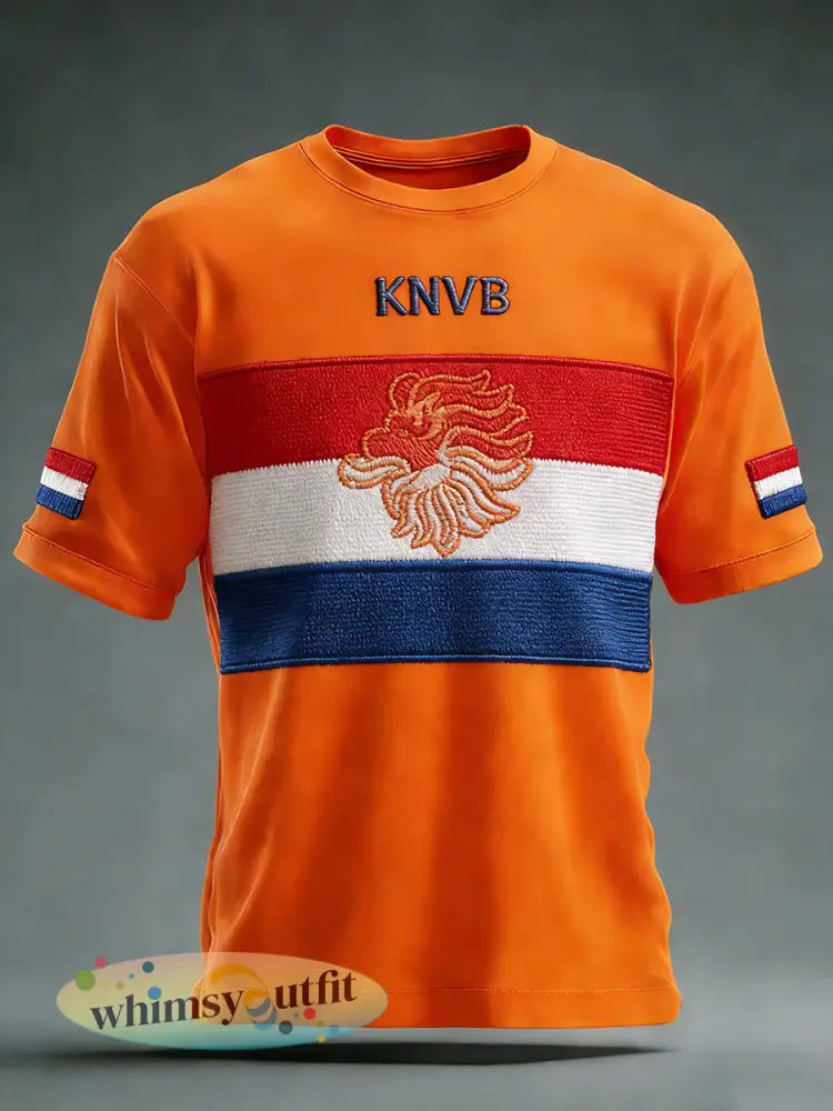 Nederlands Voetbal Fan Gedrukt Casual T-shirt - A / S