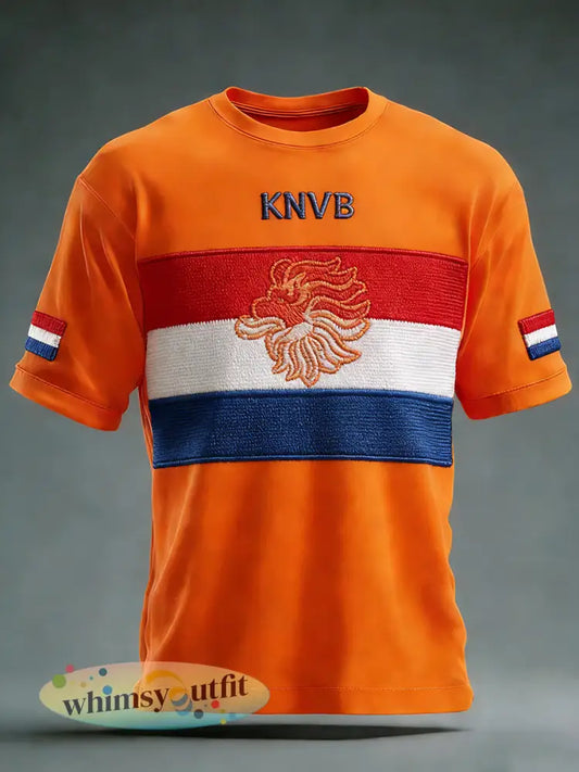 Nederlands Voetbal Fan Gedrukt Casual T-shirt - A / S