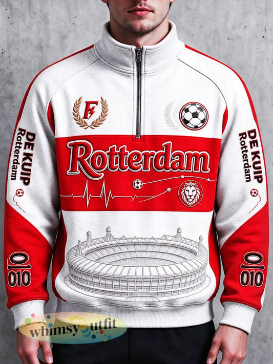 Feyenoord Nederlands Voetbal Patchwork Print Casual Sweatshirt - Wit / S