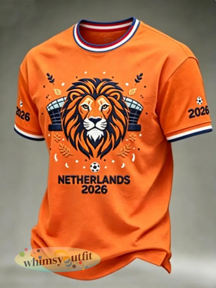 Nederlands voetbalshirt 2026 t-shirt voor heren - Sinaasappel / S