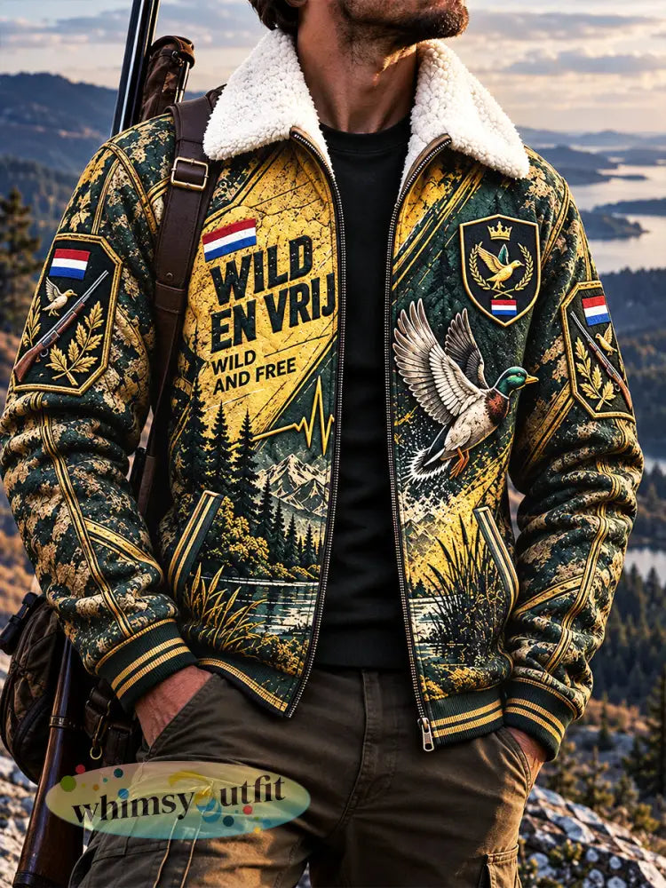 Nederlandse eendenjacht voor heren camouflageprint casual jack met rits - Camouflage / S